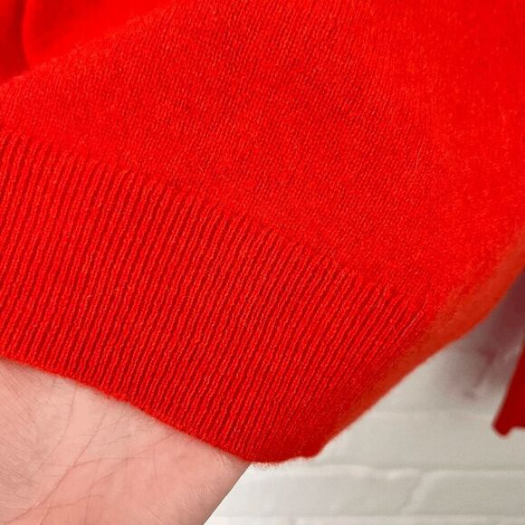 Tahari 100% 2-Ply Cashmere V-Neck Sweater Bright Orange-Red Small, NWOT - Picture 6 of 7
